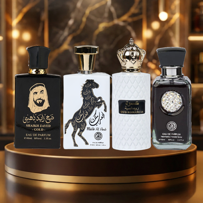 Set 4 Parfumuri Arabesti De Barbati 100ML - Sheikh Zayed Gold + Oud Romancia + Malik Al Arab + Crystal Black