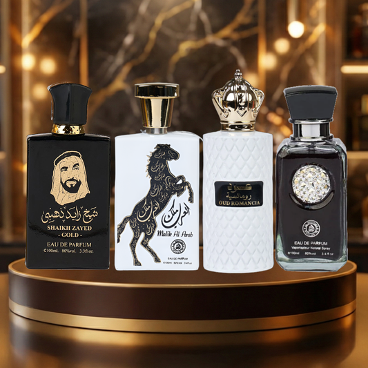 Set 4 Parfumuri Arabesti De Barbati 100ML - Sheikh Zayed Gold + Oud Romancia + Malik Al Arab + Crystal Black